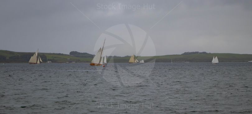 Yachts racing during the Fife Regatta on a windy day at Largs, Scotland 2022
