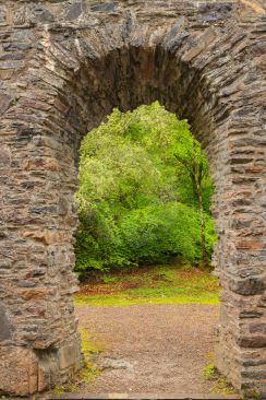 One of the still intact archways at Dunstaffnage Castle Chapel near Oban, Scotland