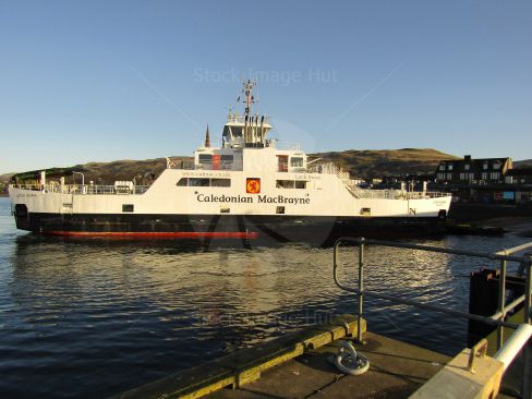 The Caledonian MacBrayne Ferry arriving at seaside town of Largs on the west Coast of scotland