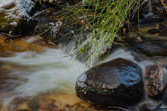 Icy cold river in middle of winter