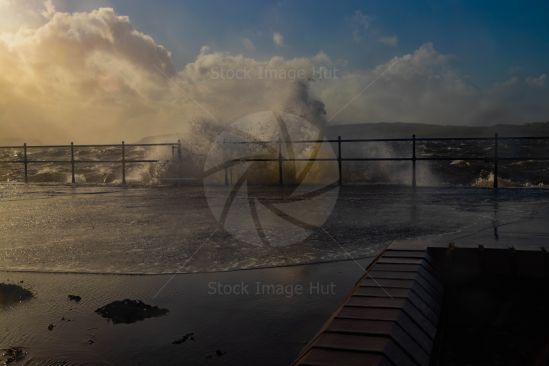 Massive storm causing floods on seaside town